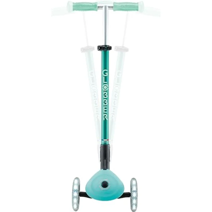 GLOBBER ELITE GLOW LIGHTS – 3-Rädriger Kinderroller mit verstellbarer Lenkerhöhe, LED-Leuchtrollen und Glow-Effekt, dunkelmint – Bild 3