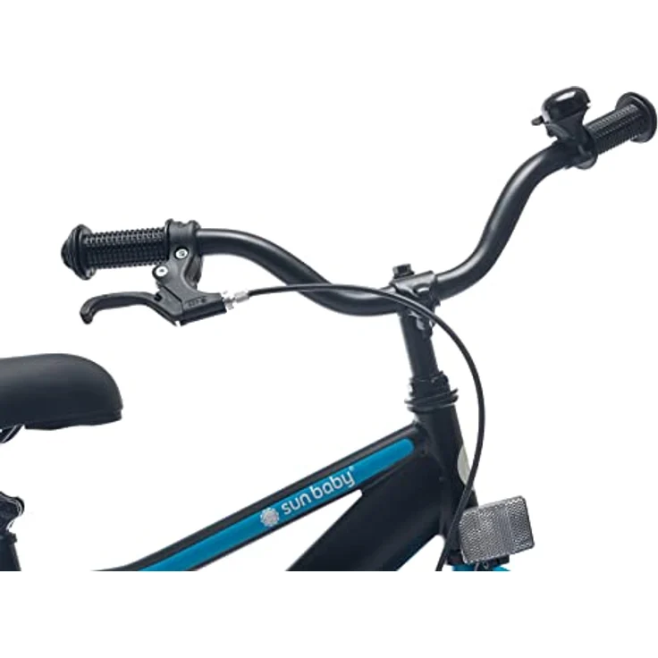 sun baby Jungenfahrrad 14 Zoll Tracker Bike mit Stützrädern und Schubstange, Blau, ab 2-6 Jahre – Bild 3