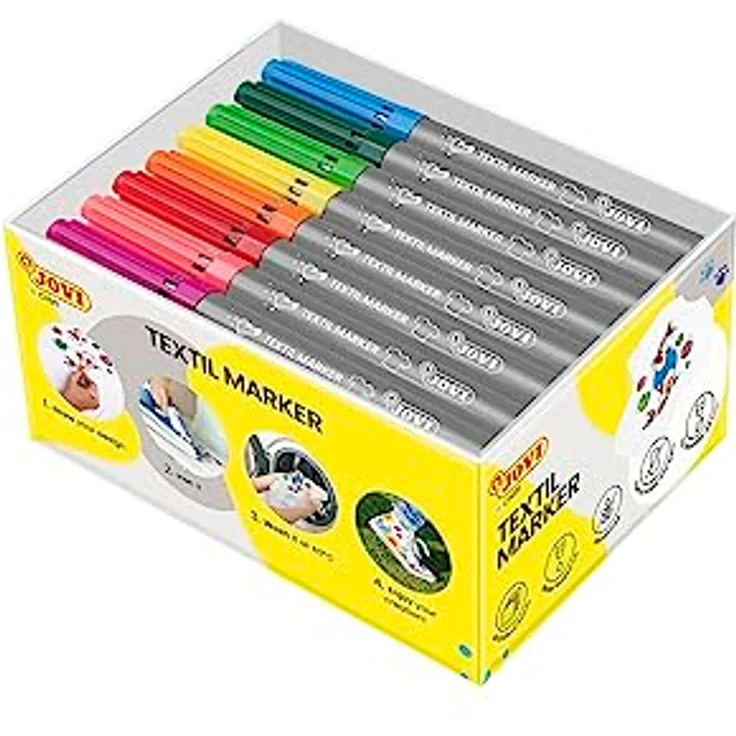 Jovi Jovidecor Textilmarker, 48 Stück in gemischten Farben, 4.8 mm Strichbreite, wasserbasierte Tinte, Bügel-Fixierung – Bild 4