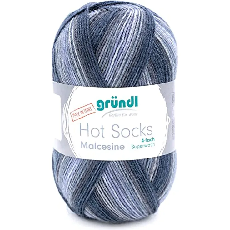 Gründl Hot Socks Malcesine (Sockenwolle aus 75% Schurwolle (superwash) und 25% Polyamid, Made in Italy, 4-fach Sockengarn, 100 g / 420 m, Nadelstärke: 2,5 mm - 3 mm, 1 x 100 g), graphit multicolor