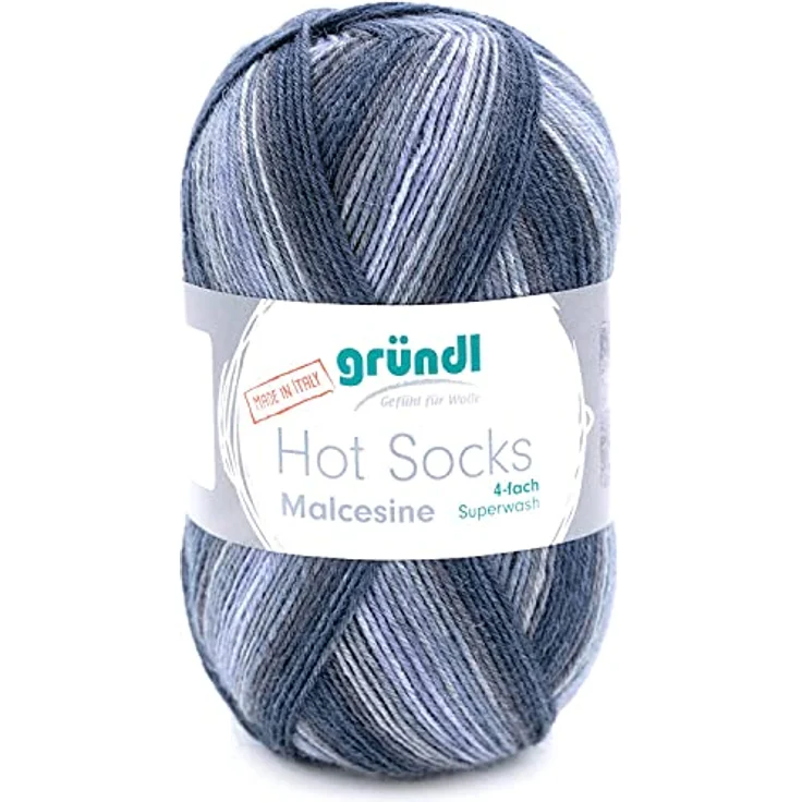 Gründl Hot Socks Malcesine (Sockenwolle aus 75% Schurwolle (superwash) und 25% Polyamid, Made in Italy, 4-fach Sockengarn, 100 g / 420 m, Nadelstärke: 2,5 mm - 3 mm, 1 x 100 g), graphit multicolor – Bild 1