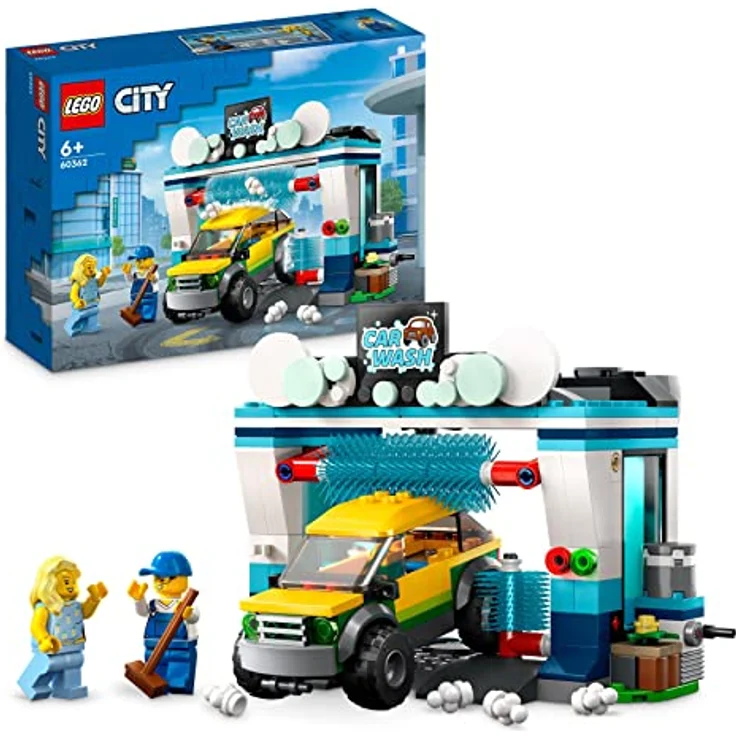 LEGO 60362 City Autowaschanlage, Set mit Spielzeugauto für Kinder ab 6 Jahren, Jungen & Mädchen, funktionierende Wasch-Elemente und 2 Minifiguren, Fahrzeugset, kleine Geschenk-Idee – Bild 1