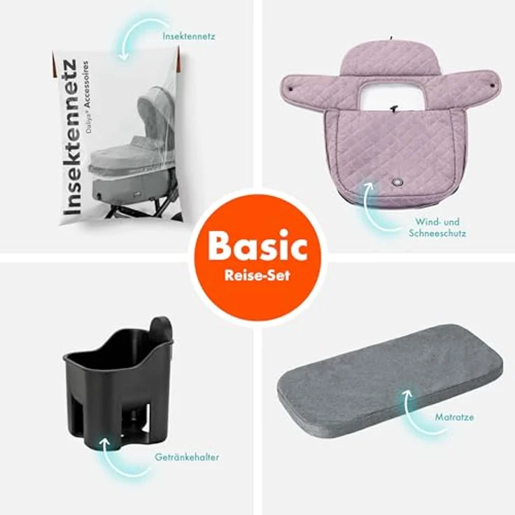Daliya® BAMBIMO 2in1 Kinderwagen & Buggy, mit Babywanne und Sportsitzfunktion, rose, Aluminiumgestell, UV-Schutz 50+, pannensichere Airless-Räder – Bild 3