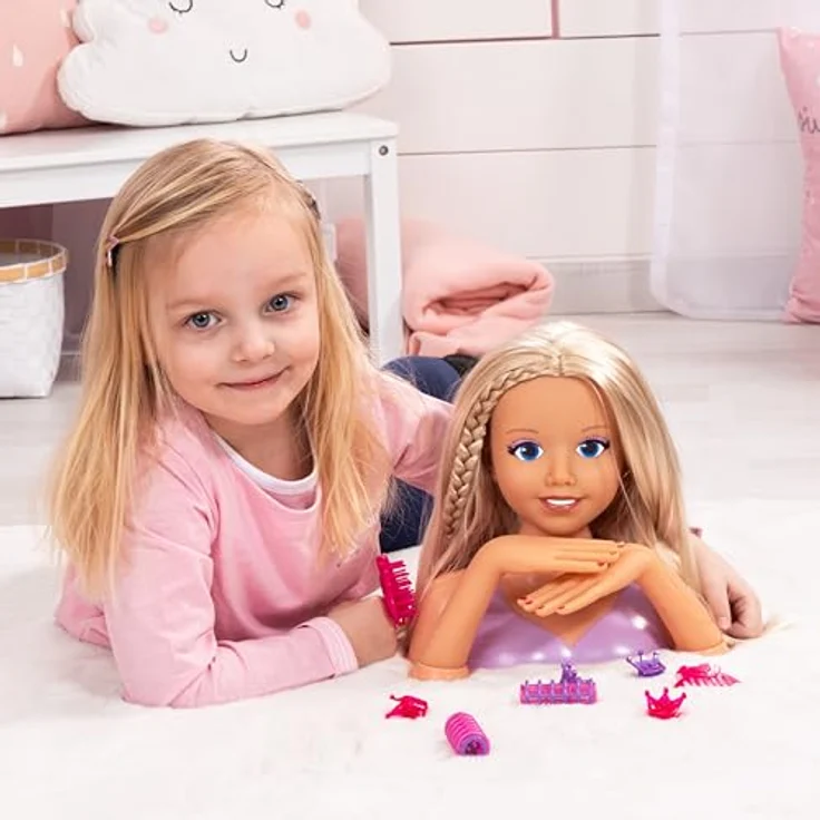 Bayer Frisier- & Schminkkopf, 25 cm, mit beweglichen Händen und Make-Up, Schminkkopf in liebevoller Gestaltung – Bild 3