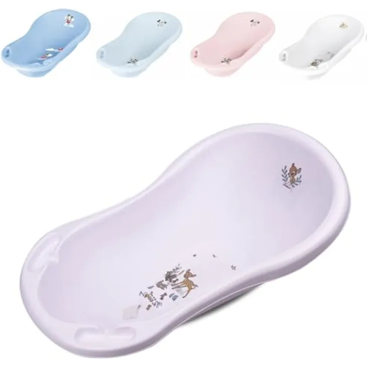 Lorelli Babybadewanne Comic 84 cm weiß ergonomische Form Ablagefächer ab Geburt