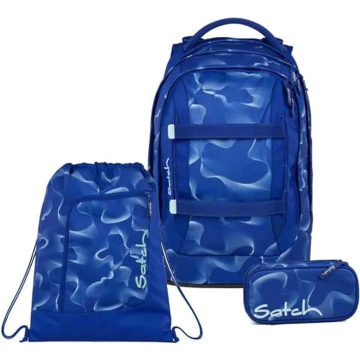 Satch Pack Schulrucksack Set 3tlg. inkl. Schlamperbox und Sportbeutel, 3D Soft-Mesh Rückensystem, Vibrant Blue, 30 Liter – Bild 1