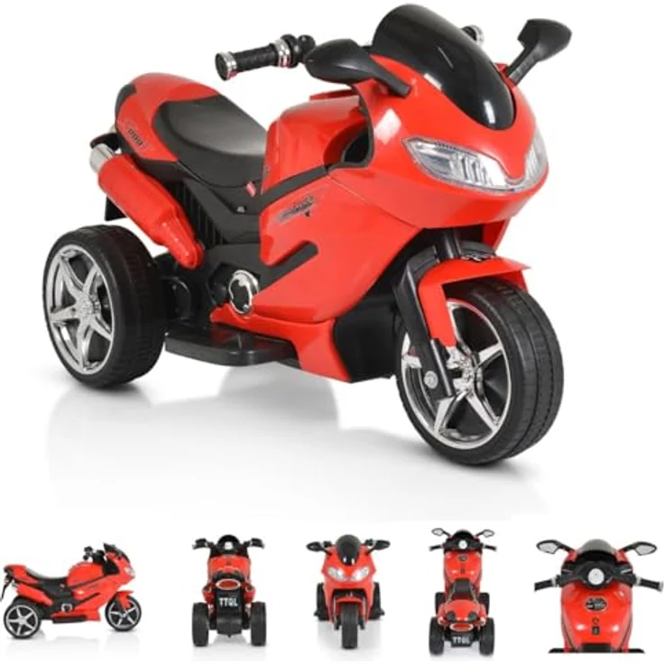 Moni Elektro-Kindermotorrad Comet HZBB-1188, Belastbarkeit 30 kg, drei Räder Musik, MP3, Rückwärtsgang in Schwarz – Bild 2