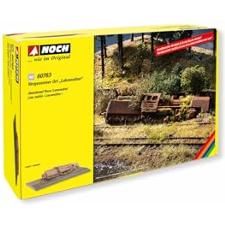 Noch Vergessener Ort „Lokomotive“, handkoloriert, für Spurweite H0, 24 x 10,1 x 5,2 cm, ideales Diorama für Modellbahnanlagen – Bild 2