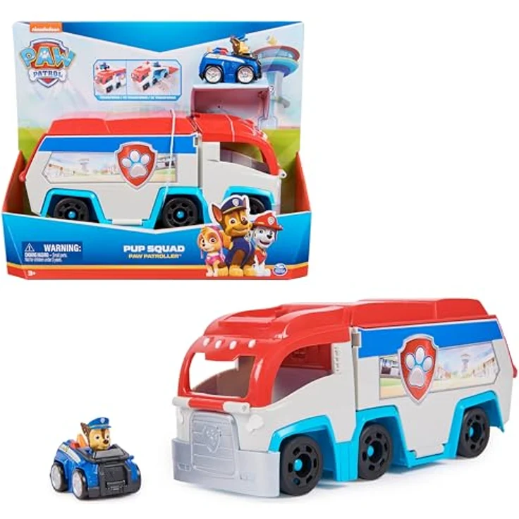 Spin Master Paw Patrol Pup Squad Patroller, Spielzeug-Transporter mit Chase-Fahrzeug und Fahrzeugabschussrampe, 25 cm lang – Bild 1