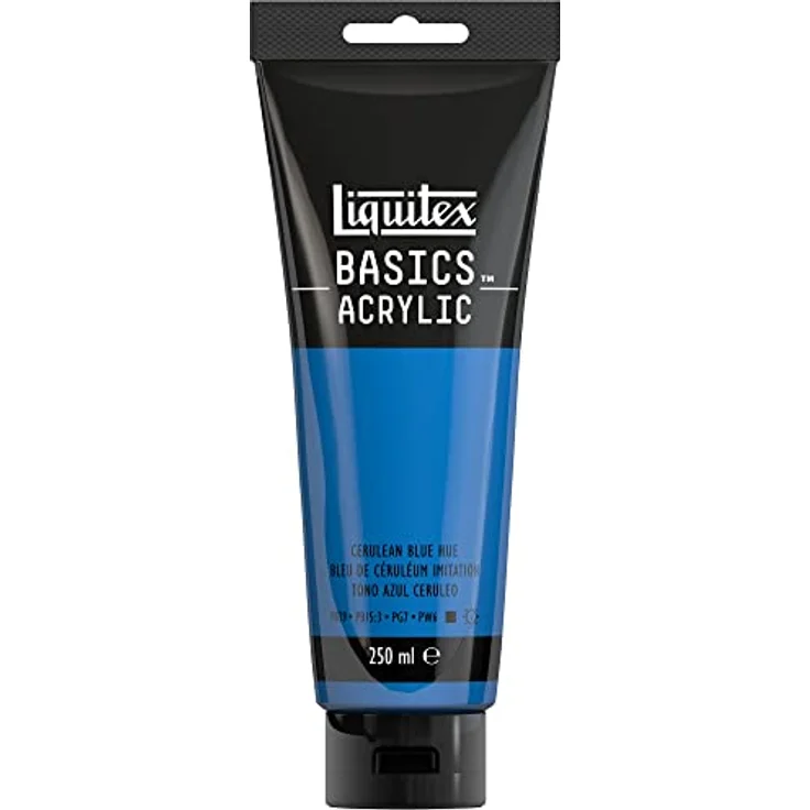 Liquitex Basics 88700219 Acrylfarbe, monopigmentierte Künstlerpigmente, lichtecht, mittlere Viskosität, Archivqualität, seidenglänzender Finish, 250ml Tube - Cölinblau – Bild 1