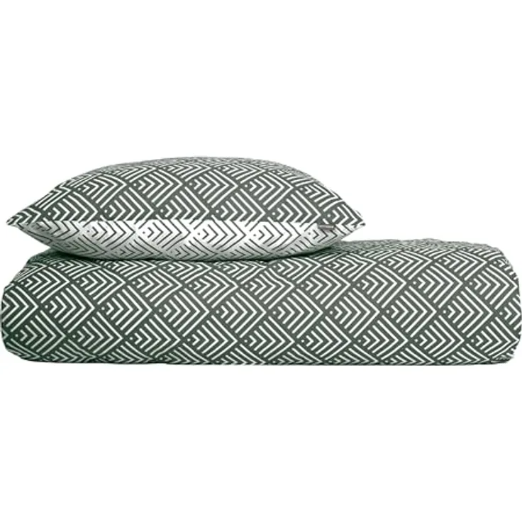 Schiesser Bettwäscheset Mabel | Renforcé | 100% Baumwolle aus nachhaltiger Produktion | 155x220cm + 80x80cm | Dunkelgrün