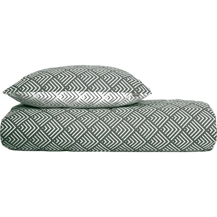 Schiesser Bettwäscheset Mabel | Renforcé | 100% Baumwolle aus nachhaltiger Produktion | 155x220cm + 80x80cm | Dunkelgrün – Bild 1
