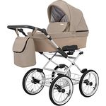 Kunert Kinderwagen ROMANTIC retro Sportwagen Babywagen Babyschale Komplettset 1 in 1, konform mit europäischen Normen, Stoßdämpfung System, einstellbare Liegefläche, blau