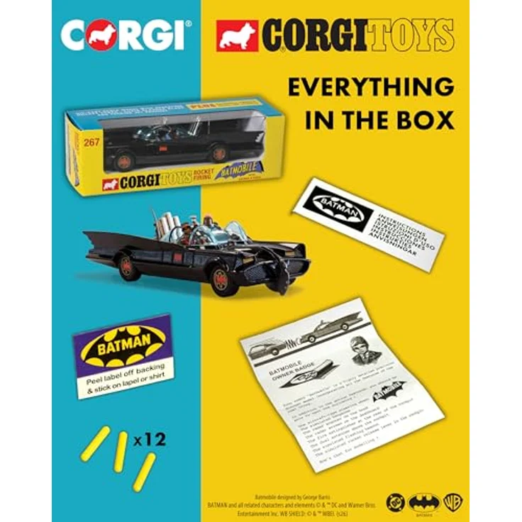 Corgi RT26701 Batmobil, Druckguss-Modellauto mit Batman und Robin, authentische Details, nostalgische Freizeitverpackung, für Sammler und Jungen – Bild 4