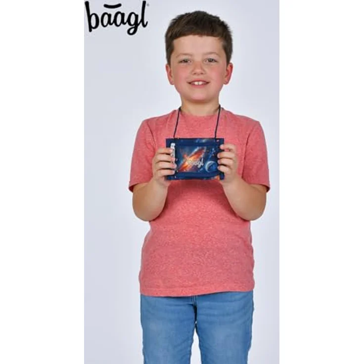 Baagl Brustbeutel Kinder, Geldbörse für Jungen mit Kleingeldfach, Mini Portemonnaie im Weltraum-Design, 14,5 x 8,5 cm – Bild 5