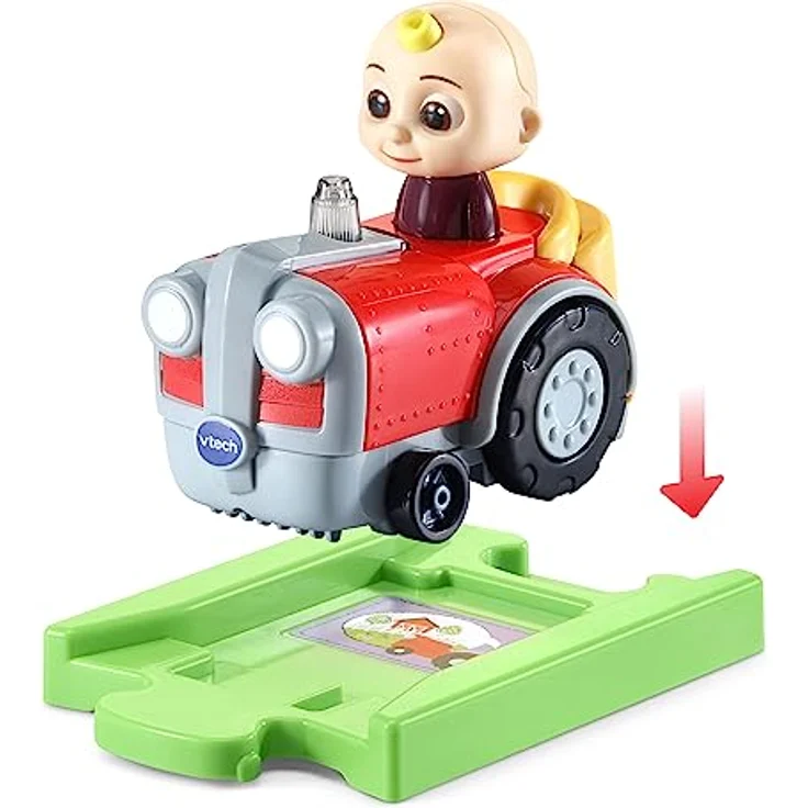 VTech Tut Tut Baby Flitzer - CoComelon JJs Traktor inkl. Schiene – Spielzeugtraktor mit Magischen Sensoren, Leuchteffekten, Musik, spannenden Sätzen und Geräuschen – Für Kinder von 1,5-5 Jahren – Bild 2