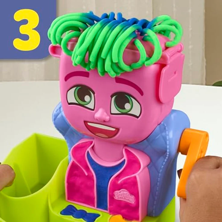 Play-Doh Friseursalon Pastryoline F8807, Kreativset mit 6 Tuben Knetmasse (3 Zweifarben) und Friseurzubehör – Bild 13