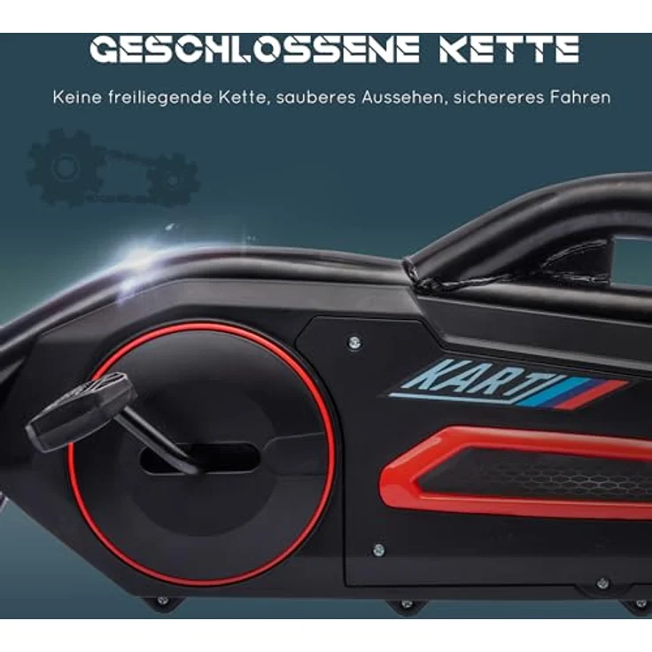 HOMCOM Go-Kart Kinderfahrzeug mit verstellbarem Sitz, Tretauto, Outdoor, für Kinder, Rot, Handbremse, 4-fach verstellbarer Sitz, EVA-Räder – Bild 9