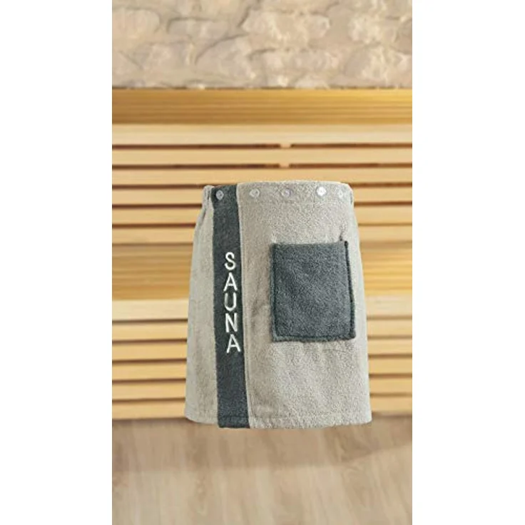 Gözze Kilt Sauna Sarong, 100% Baumwolle, verstellbare Knöpfe, Bestickung – Bild 2