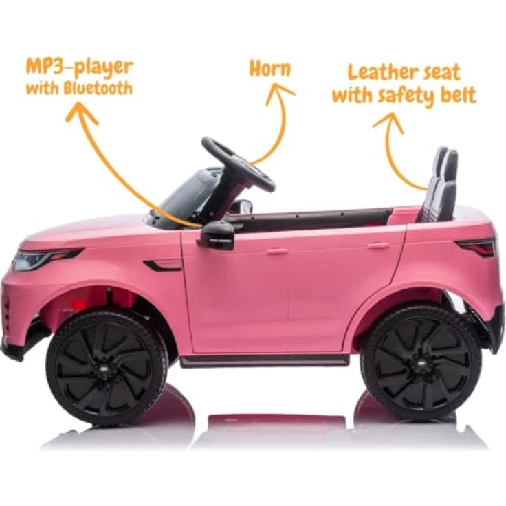 Land Rover Discovery Kinder Elektroauto 12V, mit Fernbedienung, für 1-6 Jahre, rosa, MP3-Player, LED-Scheinwerfer, Sicherheitsgurte – Bild 5