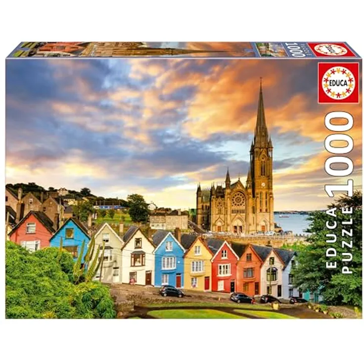 Educa 1000 Teile Puzzle für Erwachsene | Cobh Cathedrals, Irland, mit FixPuzzle Kleber, 68 x 48 cm