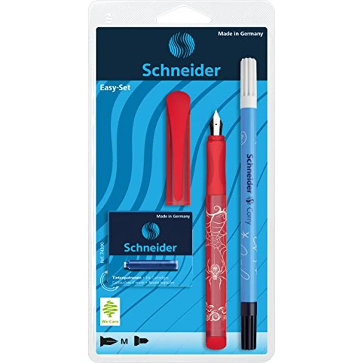 SCHNEIDER NOVUS Füllhalter Easy Pen mit Tintenlöscher + 6 Patronen, gummiertes Griffprofil, verstärkte Stahlfeder, blau – Bild 4