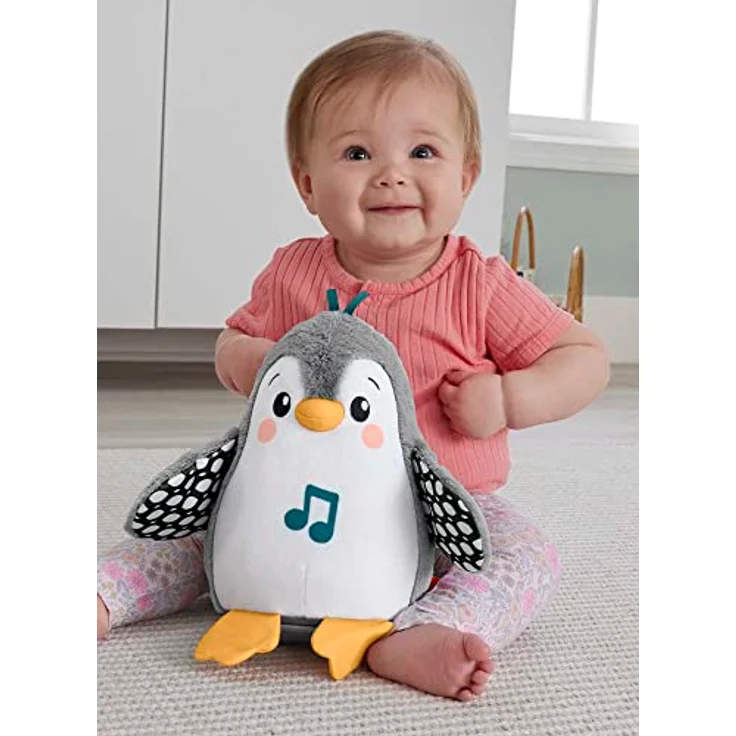 FISHER-PRICE Wackelnder Pinguin - Plüschspielzeug für Babys zum Spielen in Bauchlage mit Musik und wackelnden Bewegungen, fördert Seh-, Tast- und Hörsinn, begleitet Babys beim Heranwachsen, HNC10 – Bild 3