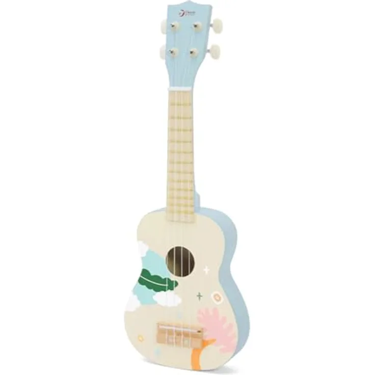 Classic World Ukulele Iris, spielbare Holz-Gitarre in Blau für Kinder ab 3 Jahren, 53,2x17,9x5cm