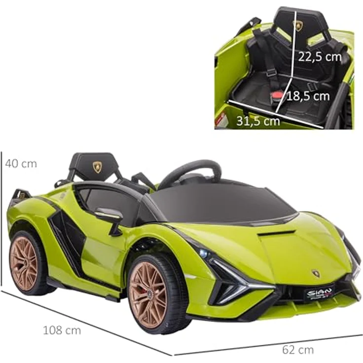 HOMCOM Elektro-Kinderauto Kinderfahrzeug, Elektroauto mit 2,4G-Fernbedienung, MP3 USB, Belastbarkeit 25 kg, Grün – Bild 5