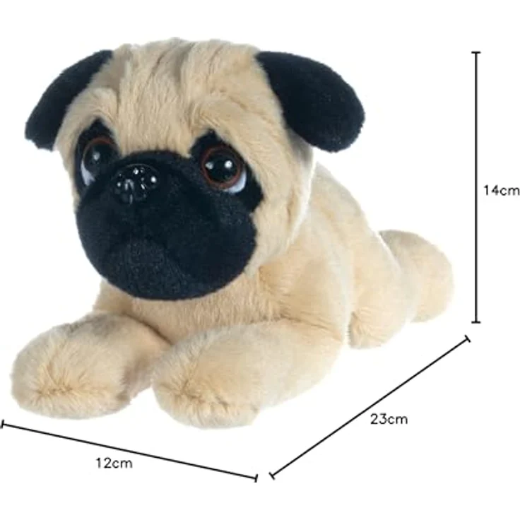 LB liegender Mops Supersoft Kuscheltier, plüsch 23 cm, beige/schwarz – Bild 2