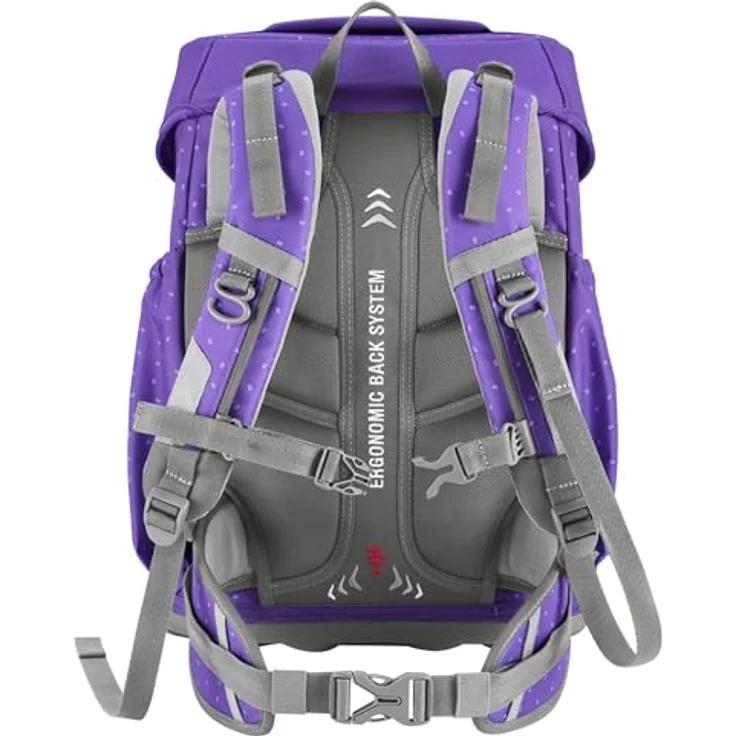 Step by Step Basis Schulranzen-Set „Purple Konfetti“, ergonomischer Tornister 20L mit Reflektoren, Hüft- und Brustgurt, 4-teilig, lila für Kinder ab der 1. Klasse – Bild 4