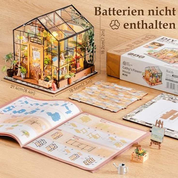 Rolife DIY Miniatur Puppenhaus Kit 1:24 Gewächshaus Mini Haus Möbel Frauen Mädchen Geburtstag Geschenk Weihnachten Valentinstag – Bild 5
