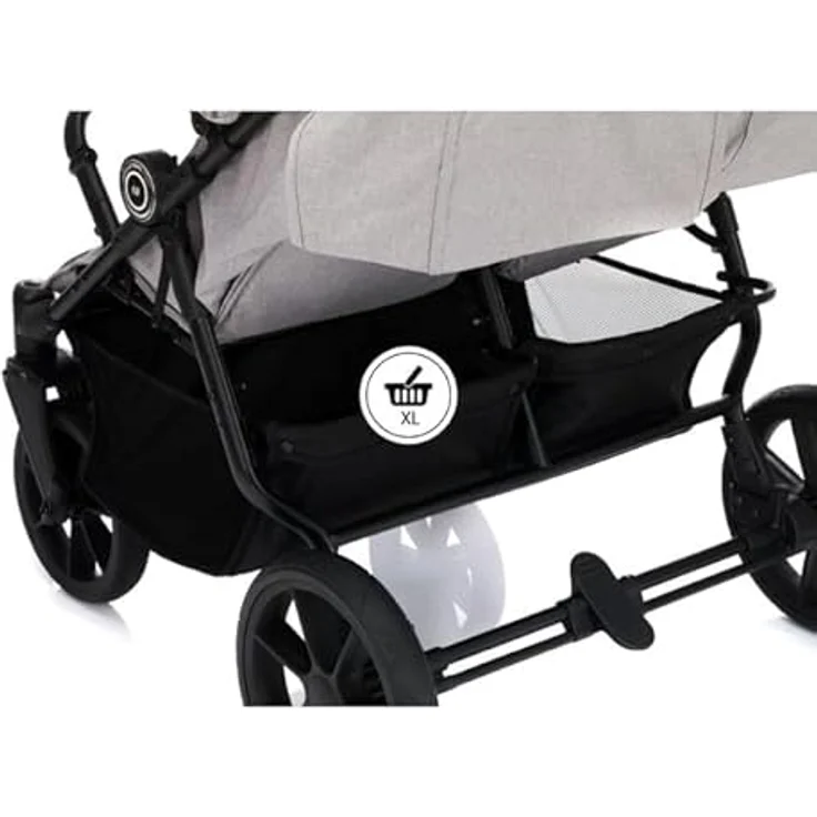 Fillikid Geschwister- & Zwillingskinderwagen Duette bis 22 kg mit Liegeposition & Knickschieber - Grau, inkl. Gratis Mobilitätsgarantie – Bild 5