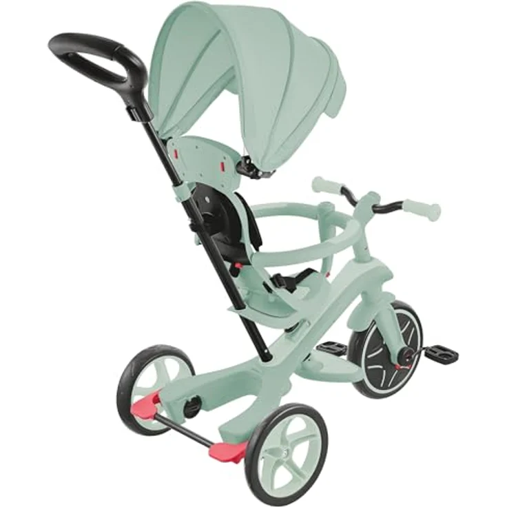 Globber Explorer Trike 4in1, Kinderwagen, Dreirad und Laufrad, höhenverstellbarer TPR-Sitz, 10/8,5 Zoll Reifen, Pistazie – Bild 3
