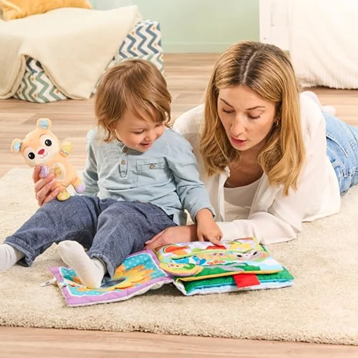 VTech Baby Mein großes Plüschbuch – Fühlbuch/Soundbuch mit Musik und Geräuschen – Motorik- und Sensorik-Spielzeug, Pink – Bild 4