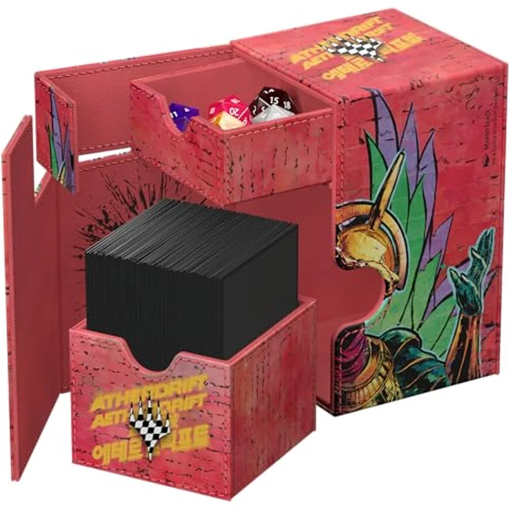 Ultimate Guard Flip'n'Tray 100+, Sammelkartenhülle mit Platz für 100 Doppelhülsen oder 120 Single-Sleeves, Xenoskin-Material, integriertes Würfelfach, Magnetverschluss, Ätherdrift - Hazoret, Godseeker – Bild 5