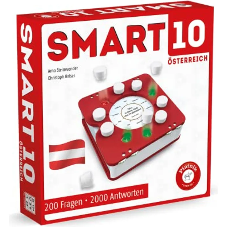 Piatnik PIA07248 Quizspiele, Smart 10 Österreich in Weiß - Hochwertiges Brettspiel mit flexibler Gestaltung
