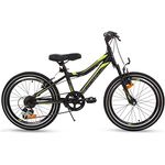 20 Zoll Alu Aluminium Kinderfahrrad Kinder Mädchen Jungen Jugend MTB Fahrrad Mountainbike Jugendfahrrad 6 Gang Shimano Bike Rad Gabelfederung Federgabel Hardtail Goetze Cooler Schwarz Grün