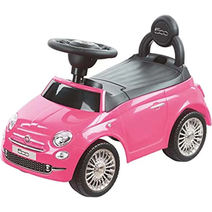 TURBO CHALLENGE - FIAT 500 - Lauflernhilfe - 119106 - Freilauf - Rosa - Max. 25 kg - Kunststoff - Batterien Nicht enthalten - Kinderspielzeug - Geschenk - Ab 12 Monaten