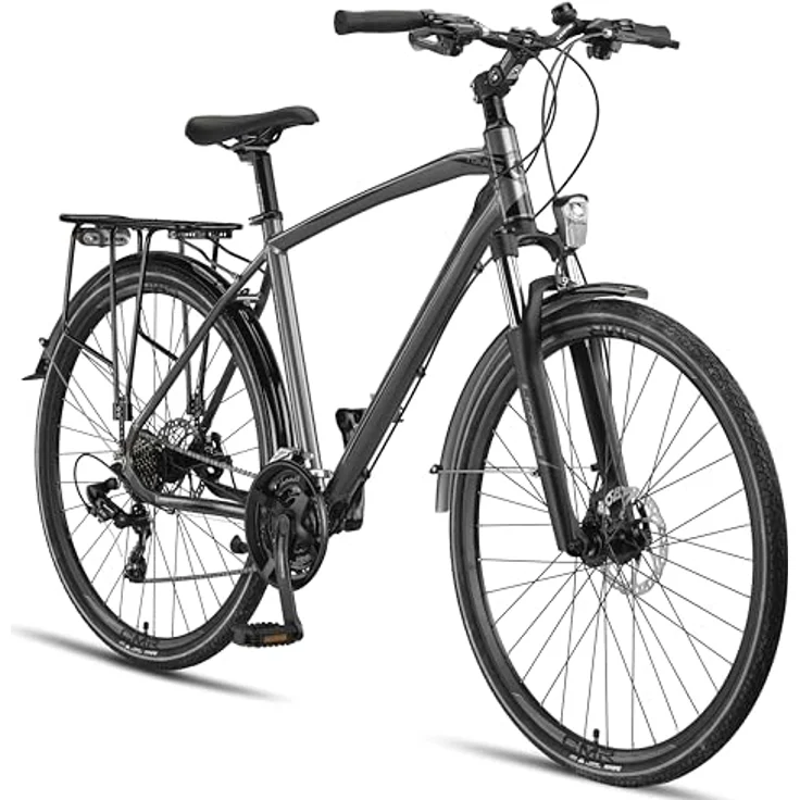Licorne Bike Premium Touring Trekking Bike in 28 Zoll Aluminium Scheibenbremse Fahrrad für Jungen, Mädchen, Damen und Herren - 21 Gang-Schaltung - Mountainbike - Crossbike (Herren, Titanium) – Bild 1