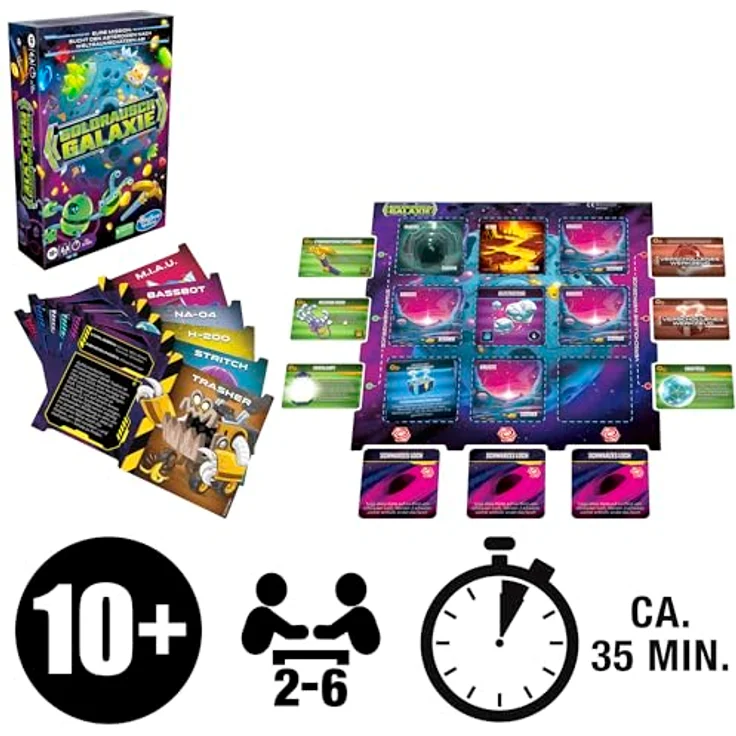 Hasbro Gaming Goldrausch Galaxie, Strategie-Kartenspiel für Familien, Kinder, Jugendliche und Erwachsene, für 2–6 Spieler, Weltraumschätze sammeln, High-Tech-Werkzeug nutzen – Bild 2