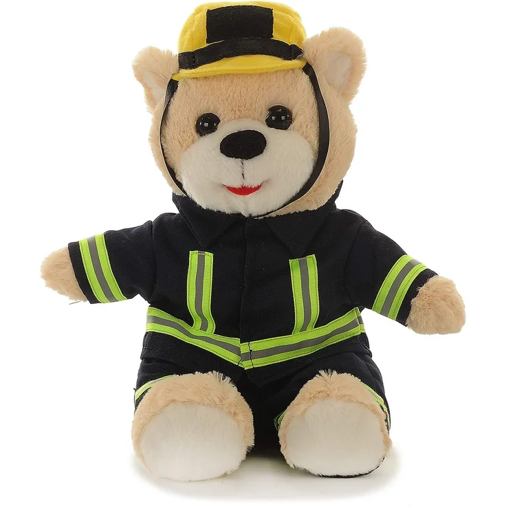 Euro Souvenirs Kuscheltier Bär aus Plüsch | Plüschbär in verschiedenen Motiven | weiches Stofftier | Feuerwehrmann Polizist Arzt (Bär Feuerwehrmann)