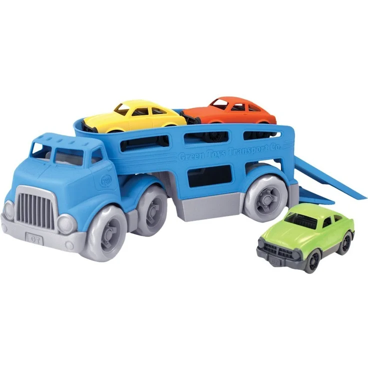 Green Toys 8601237, Auto-Transporter mit 3 Autos, nachhaltiges Spielfahrzeug für Kinder ab 3 Jahren – Bild 1