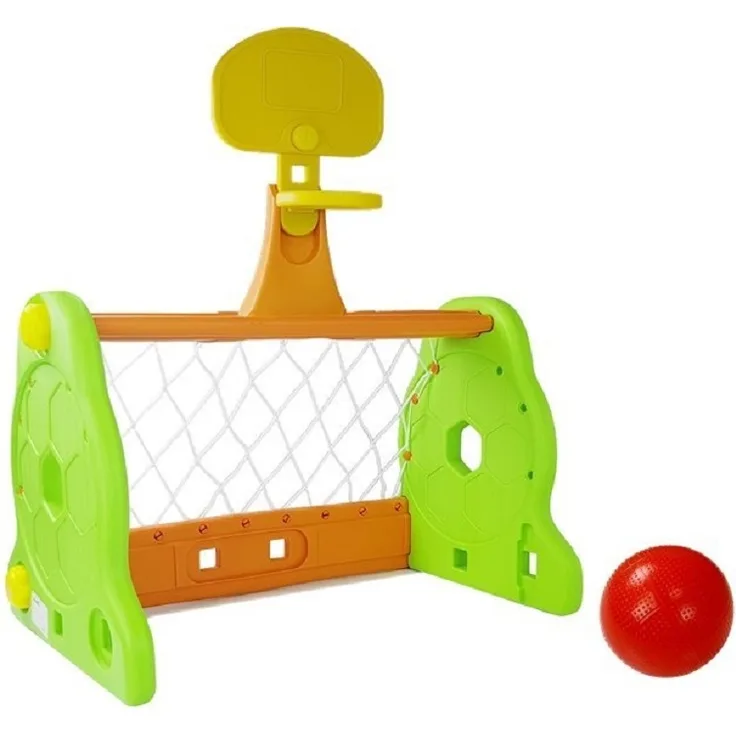 LEANToys Fußballtor für Kinder Grün Orange Basketball
