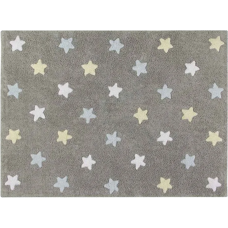 Lorena Canals Teppich Sterne 120 x 160 cm grau/blau
