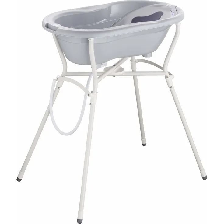 Rotho 'Top' Komplett-Badeset mit Wanne und Klapp-Ständer Stone Grey, 0-12 Monate