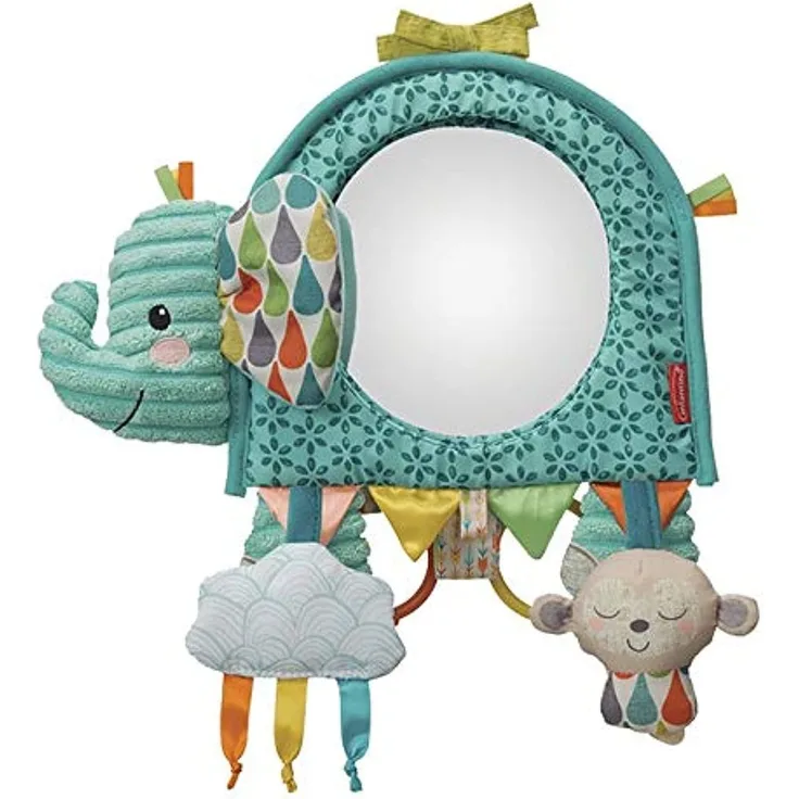 Infantino Go Gaga Elephant Activity Mirror, Activity-Spielzeug mit Spiegel, sensorisches Spielzeug für Tummy Time Zuhause oder für Auto, Buggy oder Kinderbett