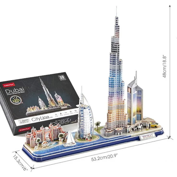Cubic Fun - 3D Puzzle Stadtansicht City Line Dubai Vereinigten Arabischen Emirate LED