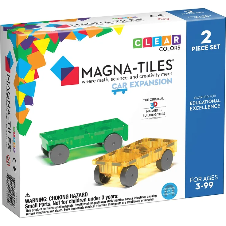 MAGNA-Tiles Cars 2-teiliges Erweiterungsset – magnetische 3D-Baukacheln