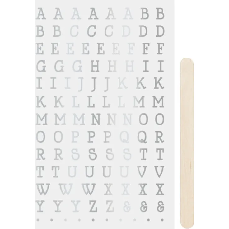 Rubbelsticker Alphabet 2 silber glänzend